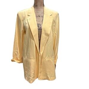 Sag Harbor Blazer Womens Size 14 Yellow Longline Lightweight Shoulder Pads